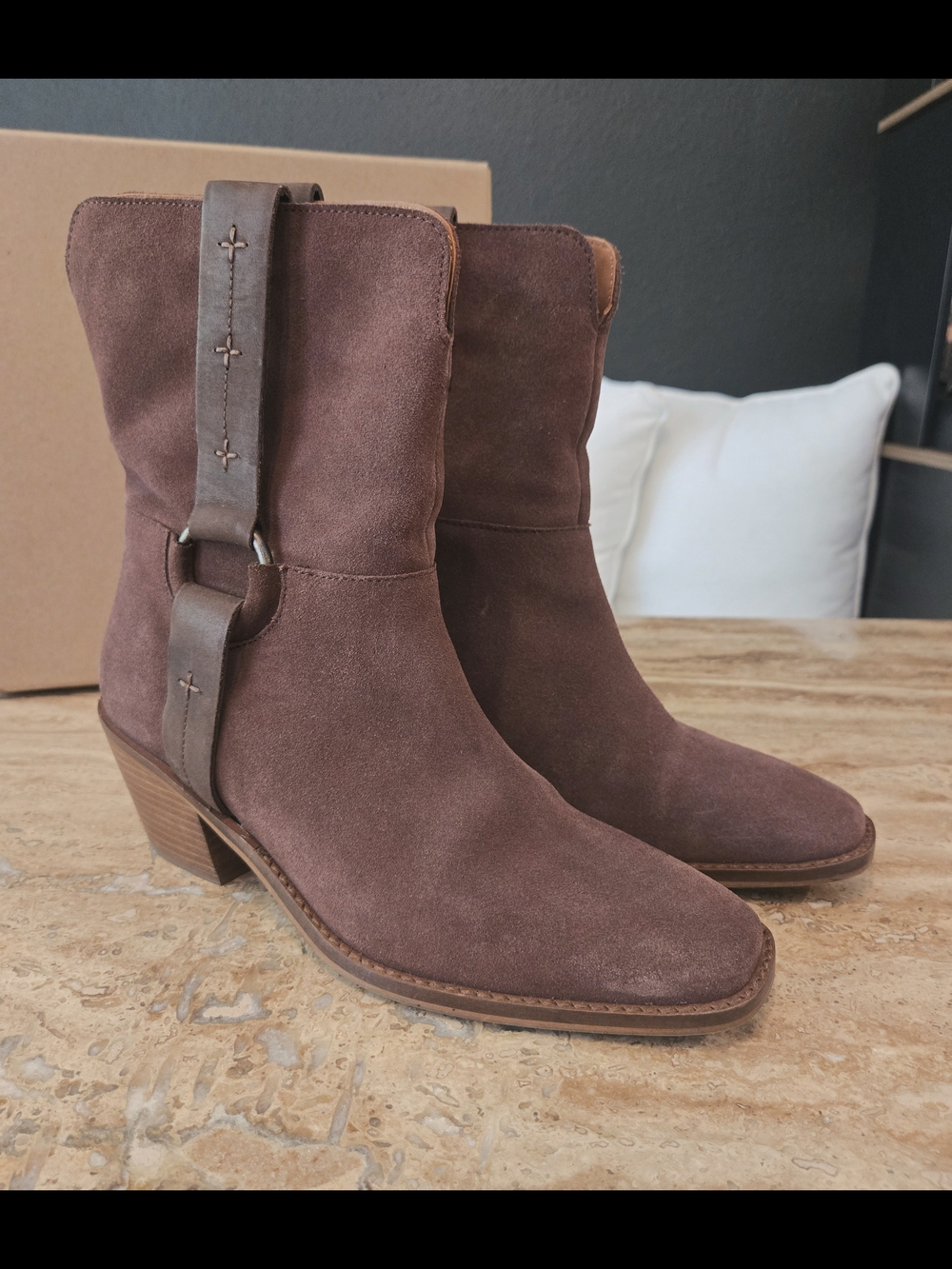 Lucky Brand Suede Mid-Calf Western Boots - Brown Size 8